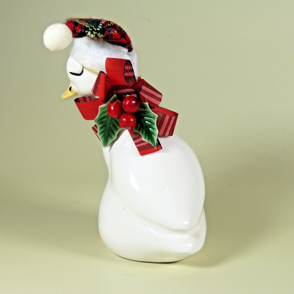 VTG Ceramic Christmas Goose Duck Hat Bow Figurine Decor Artistic Expressions 6” - Picture 6 of 16